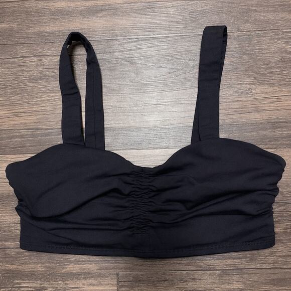 Alo Yoga Airbrush Cinch Bra Black Ruched Front Sculpting Sports Bra Small Active - Picture 4 of 7